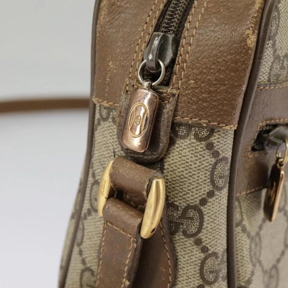 GUCCI GG Supreme Web Sherry Line Shoulder Bag PVC Beige - Picture 14 of 16